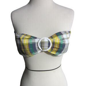 Victoria’s Secret Plaid Bandeau Bikini Top Y2K Preppy Ring Detail Size M